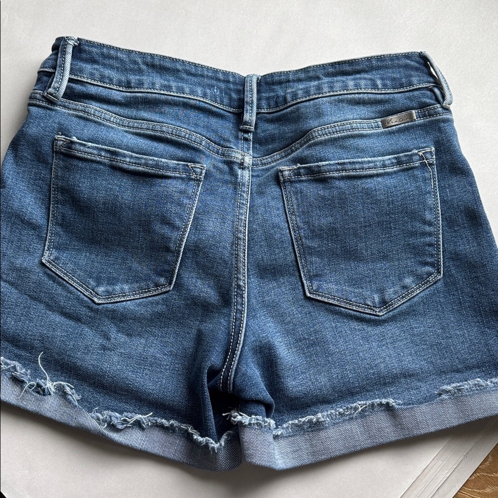 Kancan denim jean shorts Womens 28 Medium Wash roll up raw hem high waist Boho
